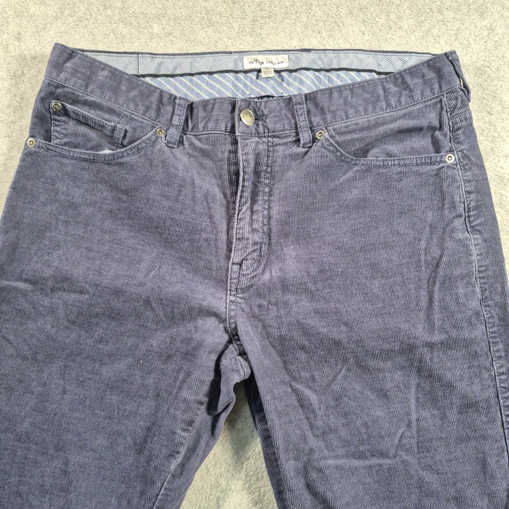 Peter Millar Pants Mens 34 Blue Corduroy Straight Leg Five Pocket Classic Casual
